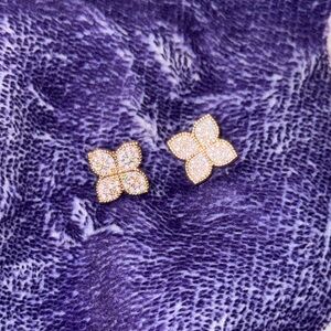 18k Rose Gold and white sapphire 4 leaf clover Butterfly Earrings